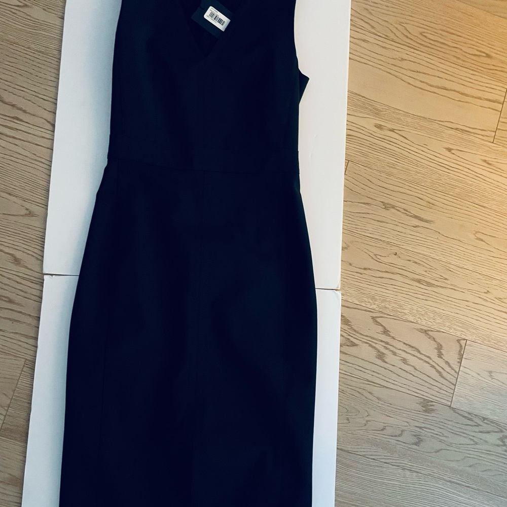 Blue and Black V-Neck Sleeveless Sheath Midi Dress